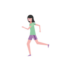 set of poses of people in orange clothes isolated