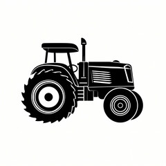 Obraz premium Tractor Silhouette Flat Black Logo, a black and white tractor.