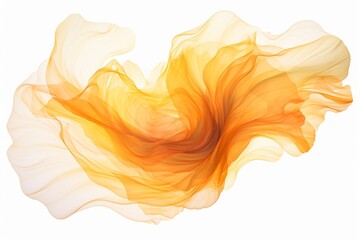an ethereal blend of golden yellow and pastel orange abstract blooming shape, isolated on a white background, Generative AI