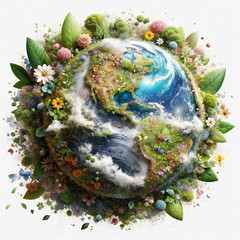 Planet Earth covered with nature