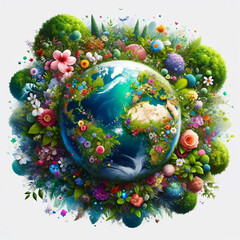 Planet Earth covered with nature