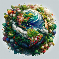 Planet Earth covered with nature