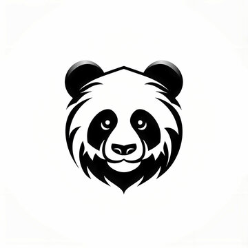 Panda Logo Design Without The Text, a black and white panda head.