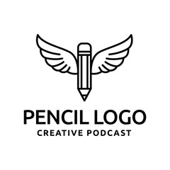 Creative pencil logo design vector template