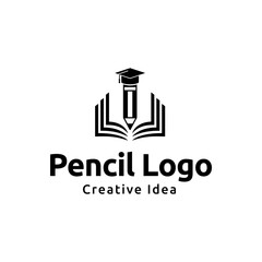 Creative pencil logo design vector template