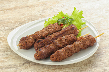 Beef kebab skewer minced meat