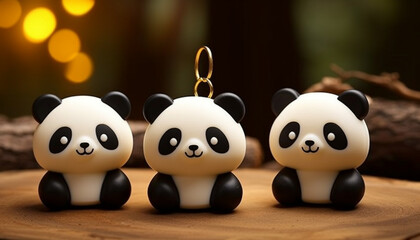 Obraz premium Create a set of 3D-printable panda keychains with different cute poses and expressions. These can be great accessories or gifts for panda enthusiasts