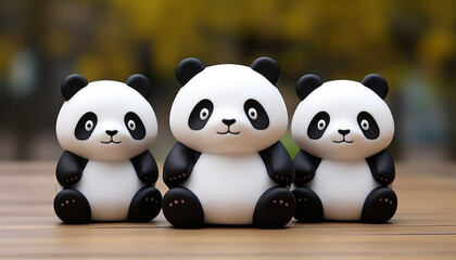 Obraz premium Create a set of 3D-printable panda keychains with different cute poses and expressions. These can be great accessories or gifts for panda enthusiasts