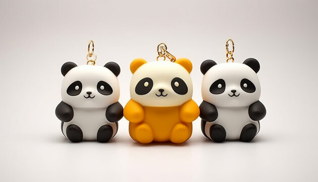 Create a set of 3D-printable panda keychains with different cute poses and expressions. These can be great accessories or gifts for panda enthusiasts