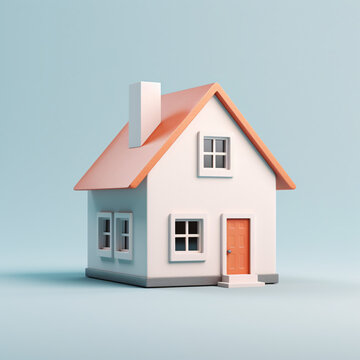 Minimal style cute home house icon isolated. 3d rendering
