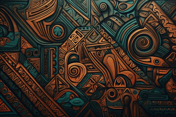 Abstract patterns background inspired by Inka architecture and art, wallpaper banner - obrazy, fototapety, plakaty