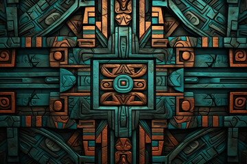 Abstract patterns background inspired by Inka architecture and art, wallpaper banner - obrazy, fototapety, plakaty