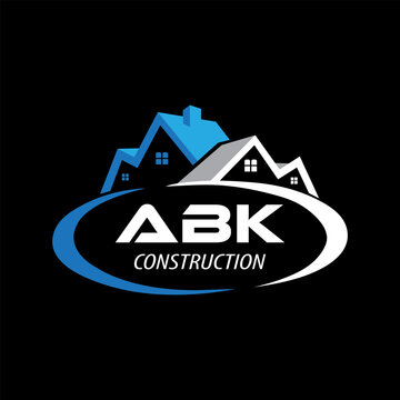 Letter ABK building vector, ABK initial construction. ABK real estate. ABK home letter logo design, ABK real estate Logo
