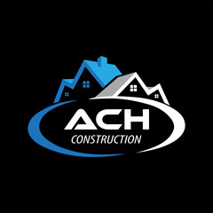 Letter ACH building vector, ACH initial construction. ACH real estate. ACH home letter logo design, ACH real estate Logo
