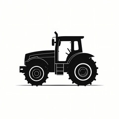 Obraz premium Tractor Silhouette, a black tractor with large wheels.