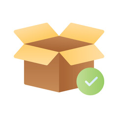 Cardboard with tick mark concept icon of order fulfillment, package delivered vector design