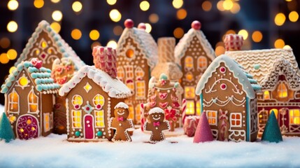 Gingerbread house, cute and beautiful, Christmas and New Year season.