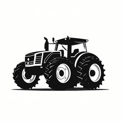 Obraz premium Logo przedstawiające sylwetkę traktora, czarno-biały traktor.