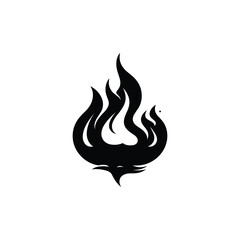 Fire flame icon. Black icon isolated on white background. Fire flame silhouette. Simple icon. Web site page and mobile app design vector element.