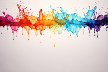 Generative AI Image of Splash of Colorful Ink Watercolor with Blank Space on White Background