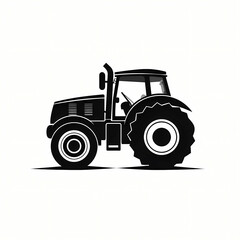Obraz premium Tractor Silhouette, a black tractor with large wheels.