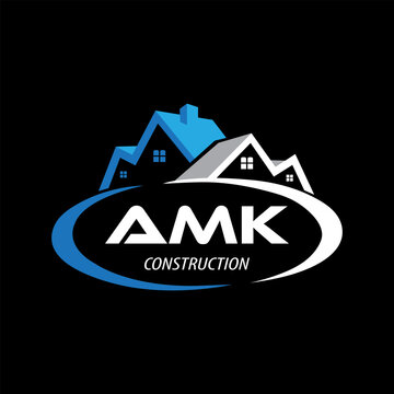 Letter AMK building vector, AMK initial construction. AMK real estate. AMK home letter logo design, AMK real estate Logo
