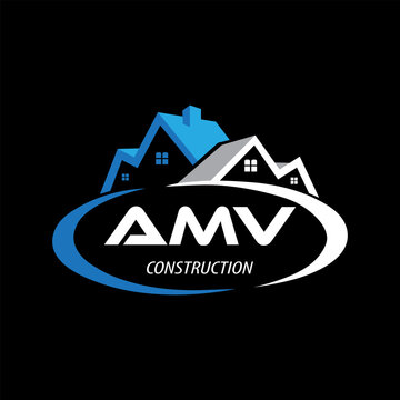 Letter AMV building vector, AMV initial construction. AMV real estate. AMV home letter logo design, AMV real estate Logo

