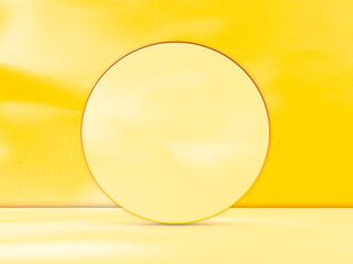 Yellow Background Wall Partition Circle Studio Room Shadow 3d Solid Kitchen Podium Bg Gold Summer...