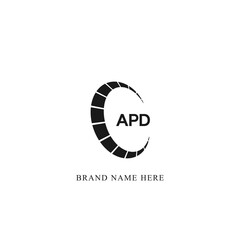 APD A P D letter logo design. Initial letter APD linked circle uppercase monogram logo white color. APD logo, A P D design. APD, A P D - obrazy, fototapety, plakaty