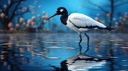 Naklejka premium Pied Avocet Water Looking Food Recurvirostra, HD, Background Wallpaper, Desktop Wallpaper