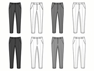 Line Drafts Style Drawings Mens Clothing, a different colored pants.