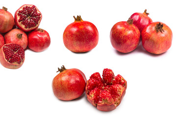 Sweet pomegranate isolated on white background.