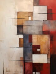 A Close-Up Of An Abstract Painting, a painting of squares and rectangles.