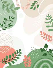 banner frame background .Colorful poster background vector illustration.Exotic plants, branches,art print for beauty, fashion and natural products,wellness, wedding and event.