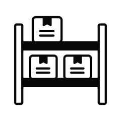 Parcel on racks, inventory icons vector design, storage rack icon