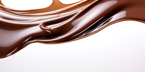 Chocolate caramel sauce drop on a plain white backround .Chocolate Caramel Sauce Drop Creating Tempting Patterns on a Pure White Background .