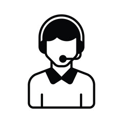 Male avatar wearing headphones with mic showcasing call center icon