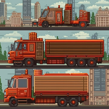 Russian Truck Tileset 2D Pixel Art Style Soviet Union, a screenshot of a video game.
