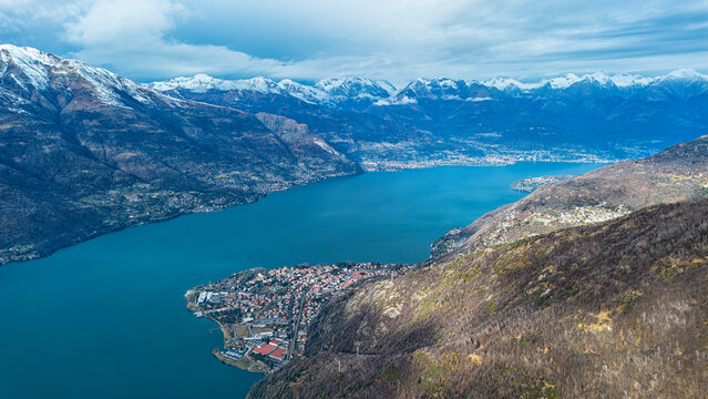 View of Dervio peninsula on Lake Como