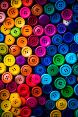 Fototapeta premium Group of multicolored buttons are arranged in pattern.