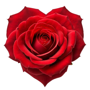 Red rose in heart shape.