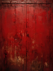 Red Paint On An Old Door, a red door with a light on it.