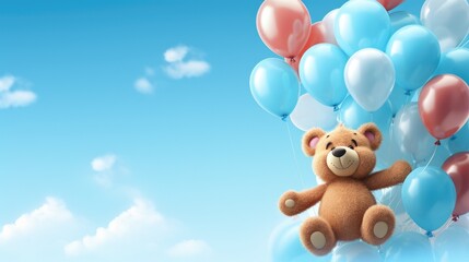 3d cute cartoon teddy bear with balloons