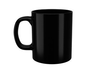 Black mug on isolated background. Applicable for mockup design. 3d rendering realistic illustration.