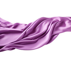 Purple Silk scarf flying in the wind isolate transparent white background