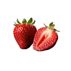 Realistic strawberry cut in half isolate transparent white background