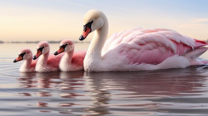 Lovely Swans Family, HD, Background Wallpaper, Desktop Wallpaper