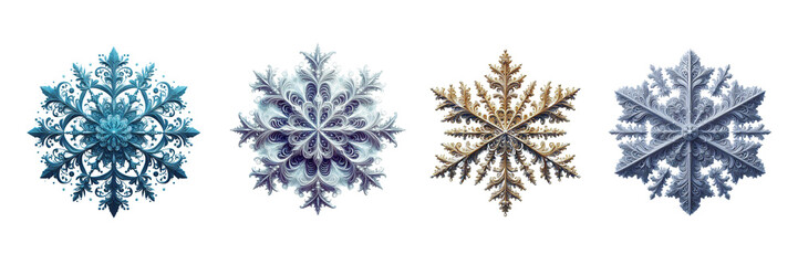 Collections of Snowflake, isolated over on transparent white background(2)