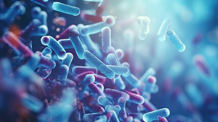 close up of probiotic bacteria biology science microscopic medicine - obrazy, fototapety, plakaty