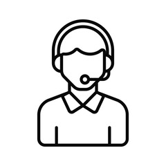 Male avatar wearing headphones with mic showcasing call center icon